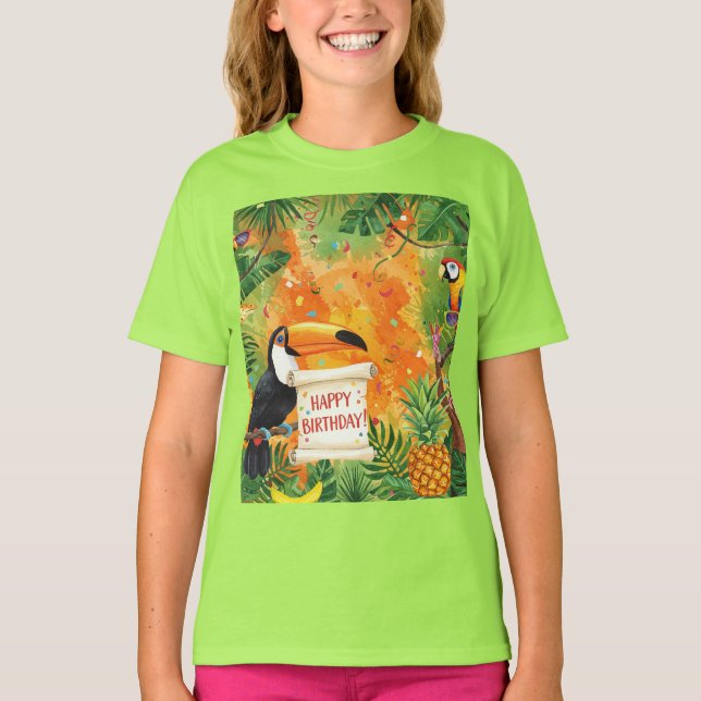 Camiseta Aniversário tropical de Natasha Us (Frente)