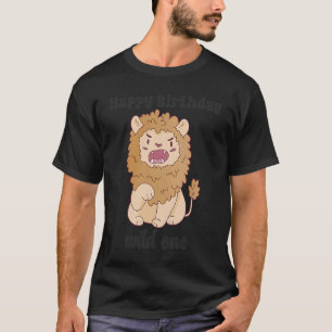 Camiseta Aniversário Um Leão Selvagem Animais Celebrando Ga