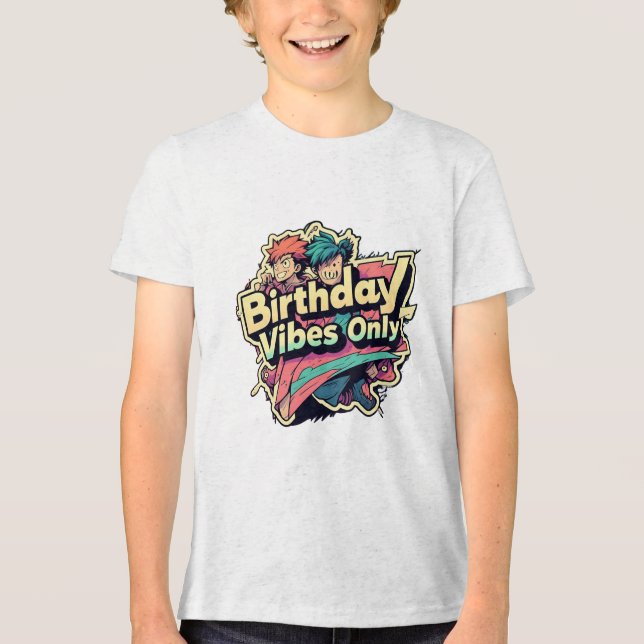 Camiseta Aniversário Vibes Apenas Estilos Animes Meninos (Frente)