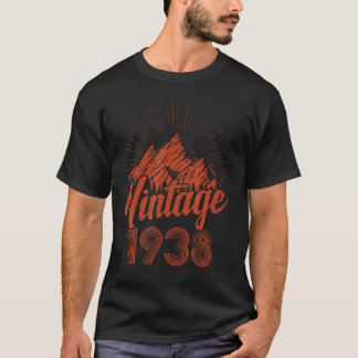 Camiseta Aniversário Vintage 1938 Montanha Pôr do Sol Retrô