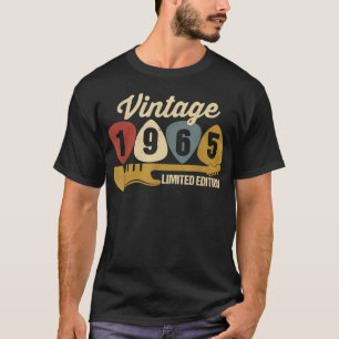 Camiseta Aniversário Vintage 1965 Retro Guitarra 57º Aniver