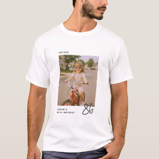 Camiseta Aniversário Vintage Qualquer Idade Foto Personaliz