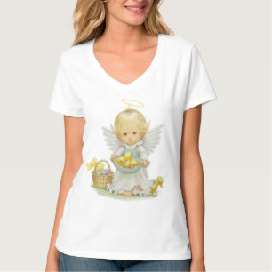Camiseta Anjo bonito e patinhos da páscoa
