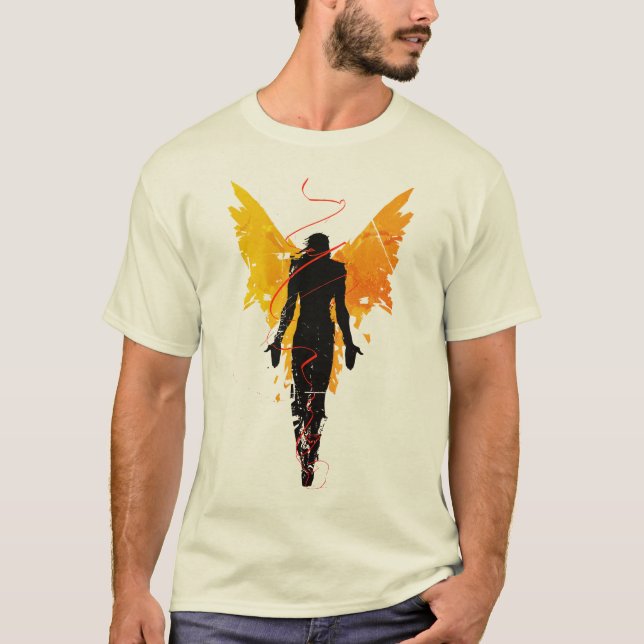 Camiseta Anjo com Asas Douradas – Abstrato Ousado (Frente)