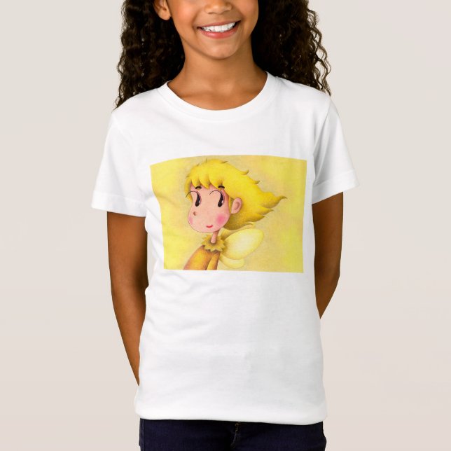 Camiseta Anjo com cabelo amarelo. (Frente)