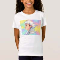 Anjo com cabelo branco.
