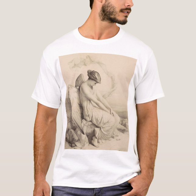 Camiseta Anjo cristão sentado numa pedra (Frente)