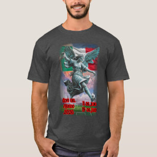 Camiseta Anjo da Independência joga Futebol em um Cinza