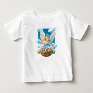 Camiseta Anjo da Páscoa alegre com o cesto