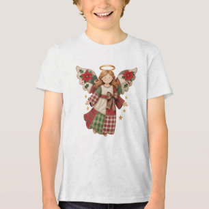 Camiseta Anjo de Natal com Estrelas Douradas
