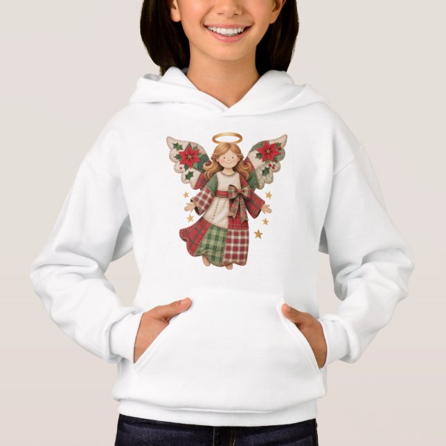 Camiseta Anjo de Natal com Estrelas Douradas (Frente)