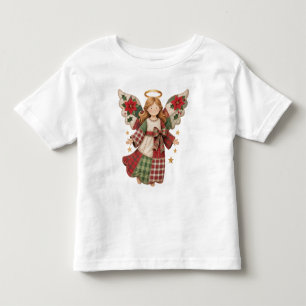 Camiseta Anjo de Natal com Estrelas Douradas