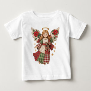 Camiseta Anjo de Natal com Estrelas Douradas