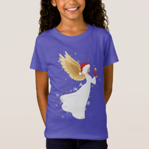 Camiseta Anjo de Natal Elegante com Asas Douradas & Papai N