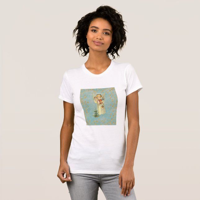 Camiseta Anjo de Natal Vintage (Frente Completa)