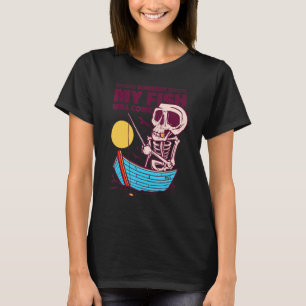 Camiseta Anjo de pesca do barco de pesca esqueleto