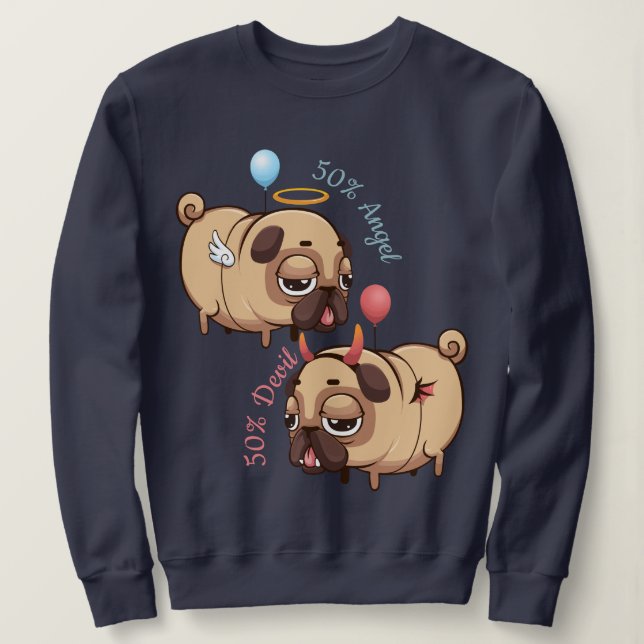 Camiseta Anjo/Diabo de Pug Bonito (Frente do Design)