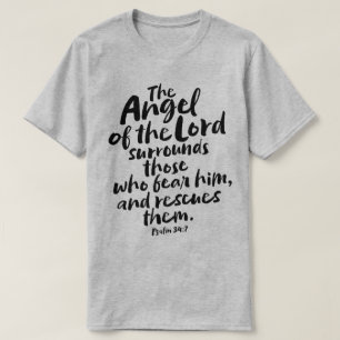 Camiseta Anjo do Lorde Psalm 34:7 Bíblia Verse Christian