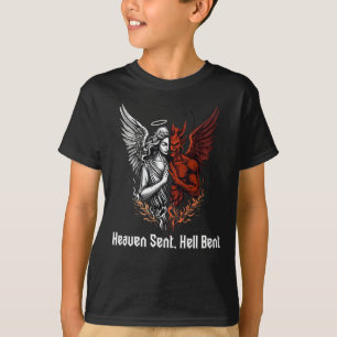 Camiseta Anjo e Diabo Metade do Céu Enviaram o Inferno