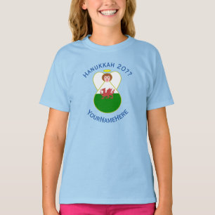 Camiseta Anjo Galês Bandeira Hanukkah Personalizado Menina