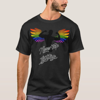 Camiseta Anjo LGBT Nunca pára de lutar contra as Asas Orgul