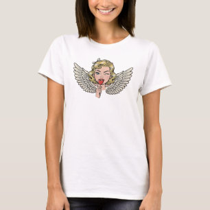 Camiseta Anjo Piscadela Vintage: Coração de Arte Pop Retrô