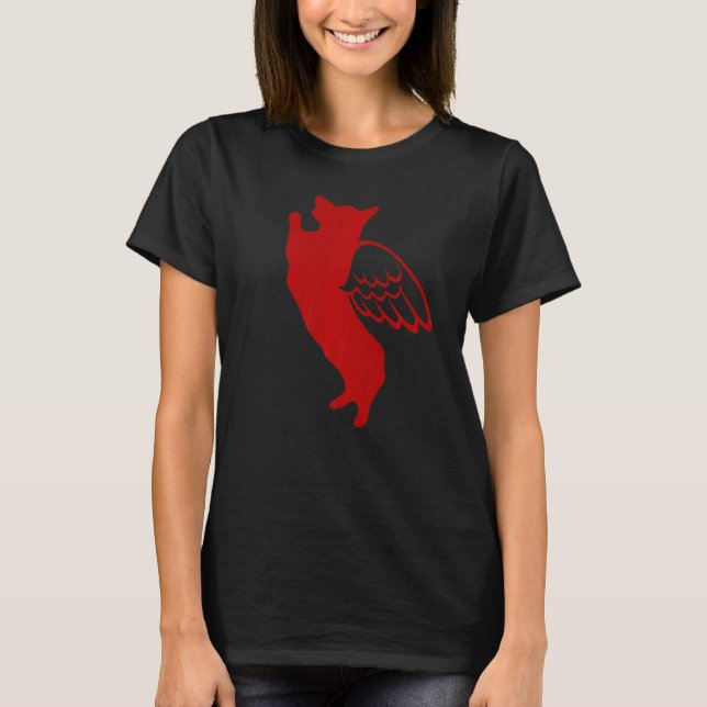 Camiseta Anjo Premium do Cão Corgi Vermelho (Frente)