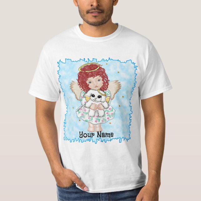 Camiseta Anjo Segurando Cachorro (Frente)