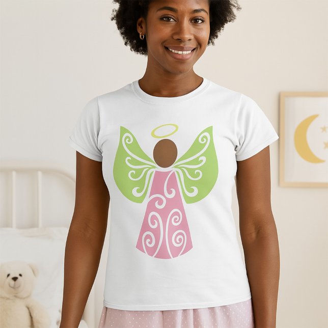 Camiseta Anjo Verde Rosa Asas Espirituosas Espirituosas Esp (Criador carregado)