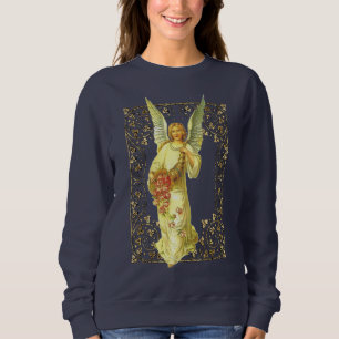 Camiseta Anjo Vintage com Rosas em Moldura Ornamentada