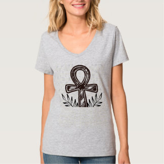 Camiseta Ankh Egípcio Antigo & ramo de oliveira Minimalista