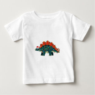 Camiseta Ankylosaurus Dinossauro Chapéu de Papai Noel Luzes