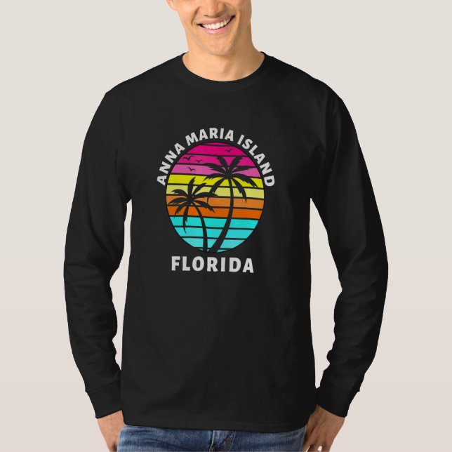 Camiseta Anna Maria Island Florida Sunset Palm Trees Family (Frente)