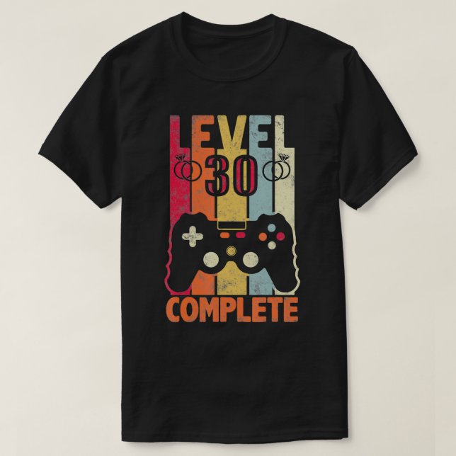 Camiseta Anniver de Casamento de 30 para Jogadores de Vídeo (Frente do Design)