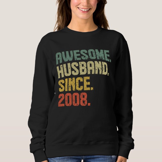 Camiseta Anniversary Awesome Husband Since 2008 Retro (Frente)