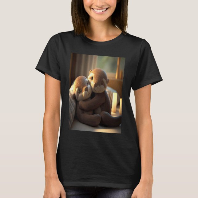 Camiseta Anniversary Otter Present Sweet Huggable Otter (Frente)