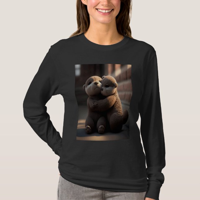 Camiseta Anniversary Otter Present Sweet Huggable Otter  3 (Frente)