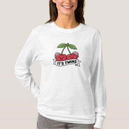Camiseta Annonce Jumeaux Filles It's Twins Cerises Bonnets 