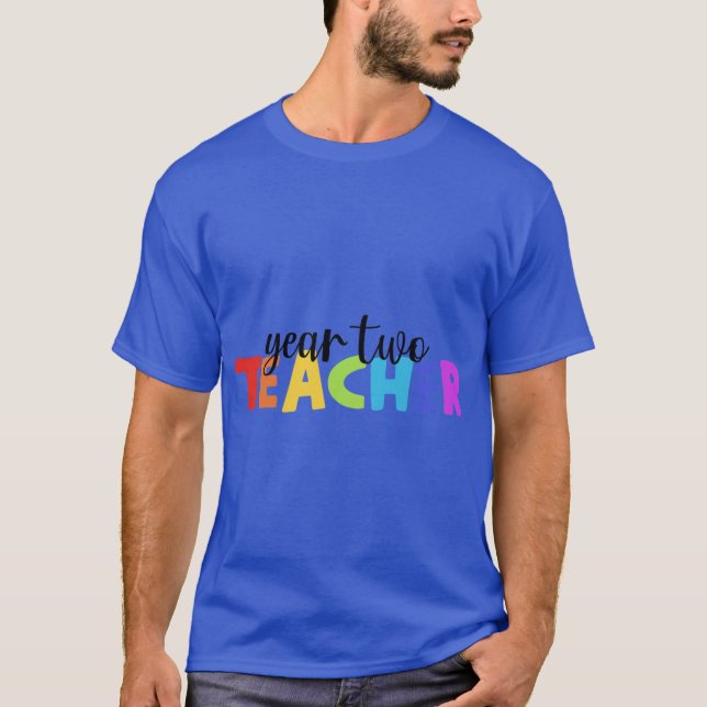 Camiseta Ano 2eacher Arco-íris retrô (Frente)