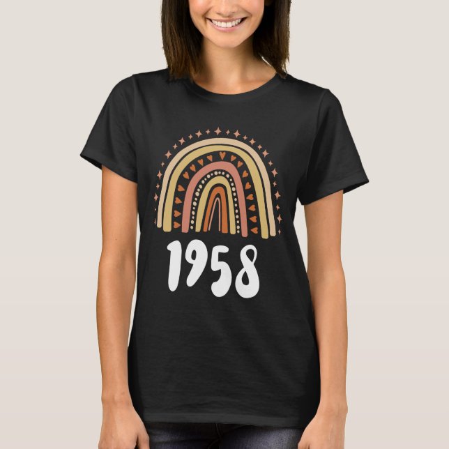 Camiseta Ano Arco-Íris Laranja De Nascimento De 1958 (Frente)