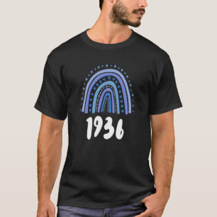 Camiseta Ano Azul Arco-Íris De Nascimento De 1936 Aniversár