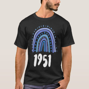 Camiseta Ano Azul Arco-Íris De Nascimento De 1951 Aniversár