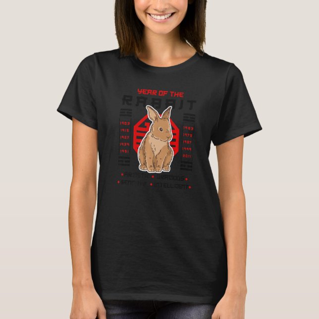 Camiseta Ano Chinês de Coelho 2023 Estético Chinês Prem (Frente)