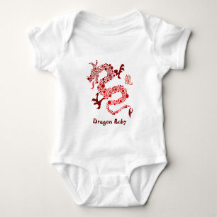 Camiseta Ano chinês vermelho do Creeper do bebê do dragã