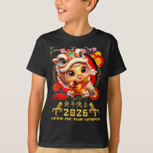 Camiseta Ano Crianças Cavalo Lunar Chinês