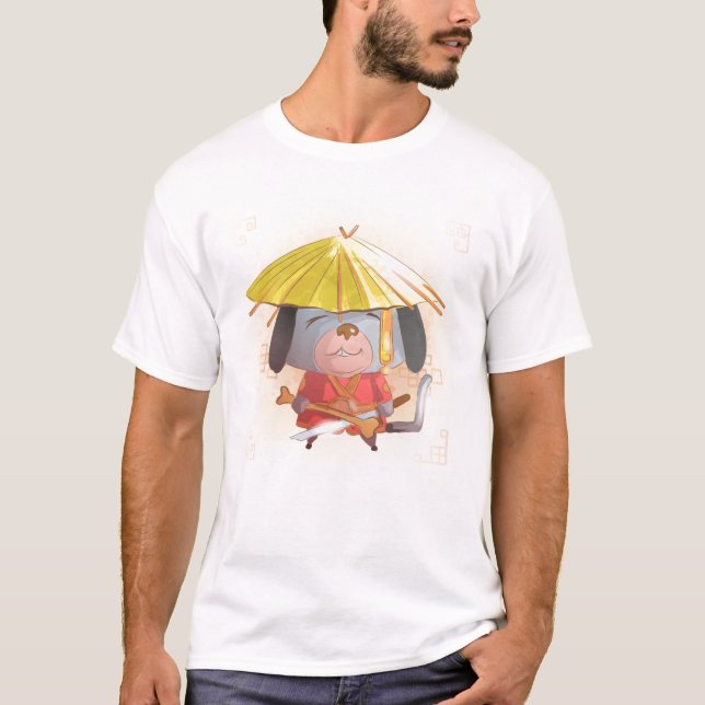 Camiseta Ano da Aquarela do Cão, Samurai (Frente)