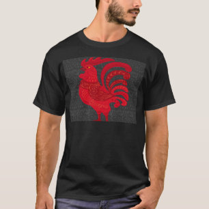 Camiseta Ano da galinha do fogo vermelho
