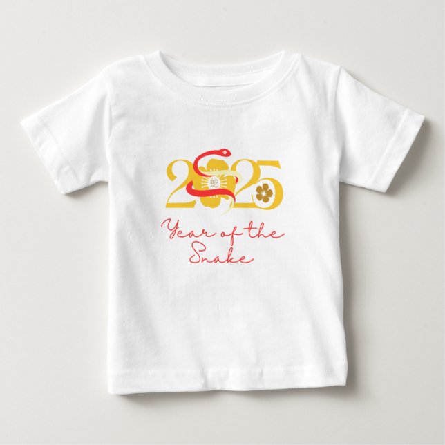 Camiseta Ano da Serpente 2025 flor (Frente)
