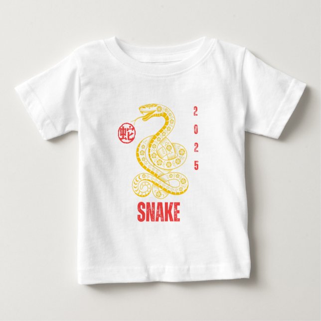 Camiseta Ano da Serpente 2025 ouro (Frente)