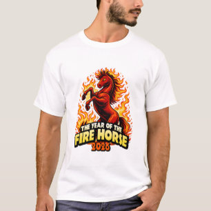 Camiseta Ano de 2026 do Cavalo de Fogo do Zodíaco Chinês Ar